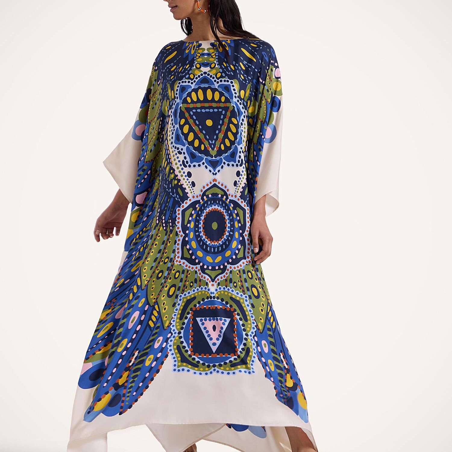 La Doublej Multicolor Kaftan With Belted Waist And All-over Graphic Print In Chakra Placée Multicolor