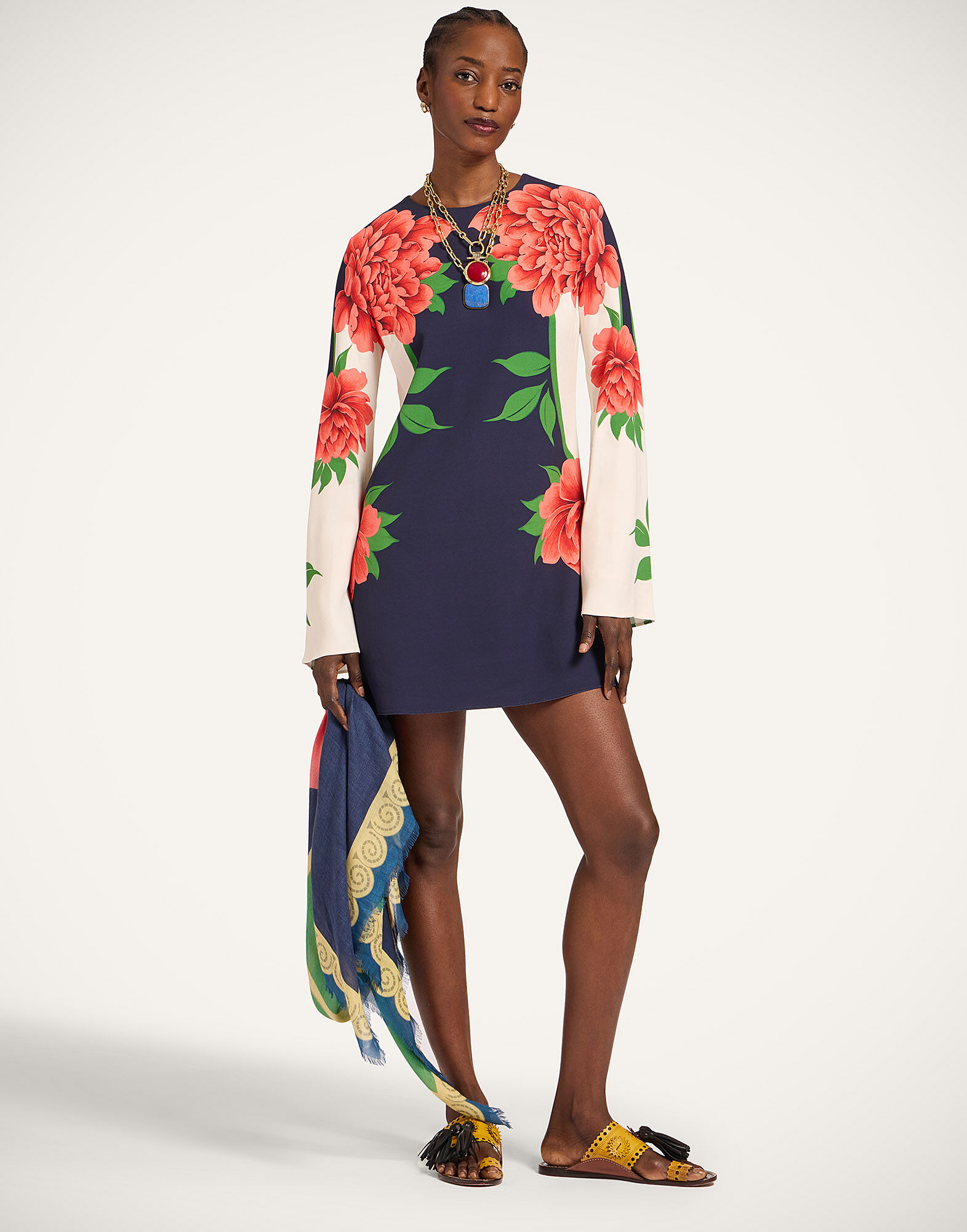 La DoubleJ Mini Supreme Swing Dress Queen Peony Plac&eacute;e Blue DRE0619SAB001QPE02BU03