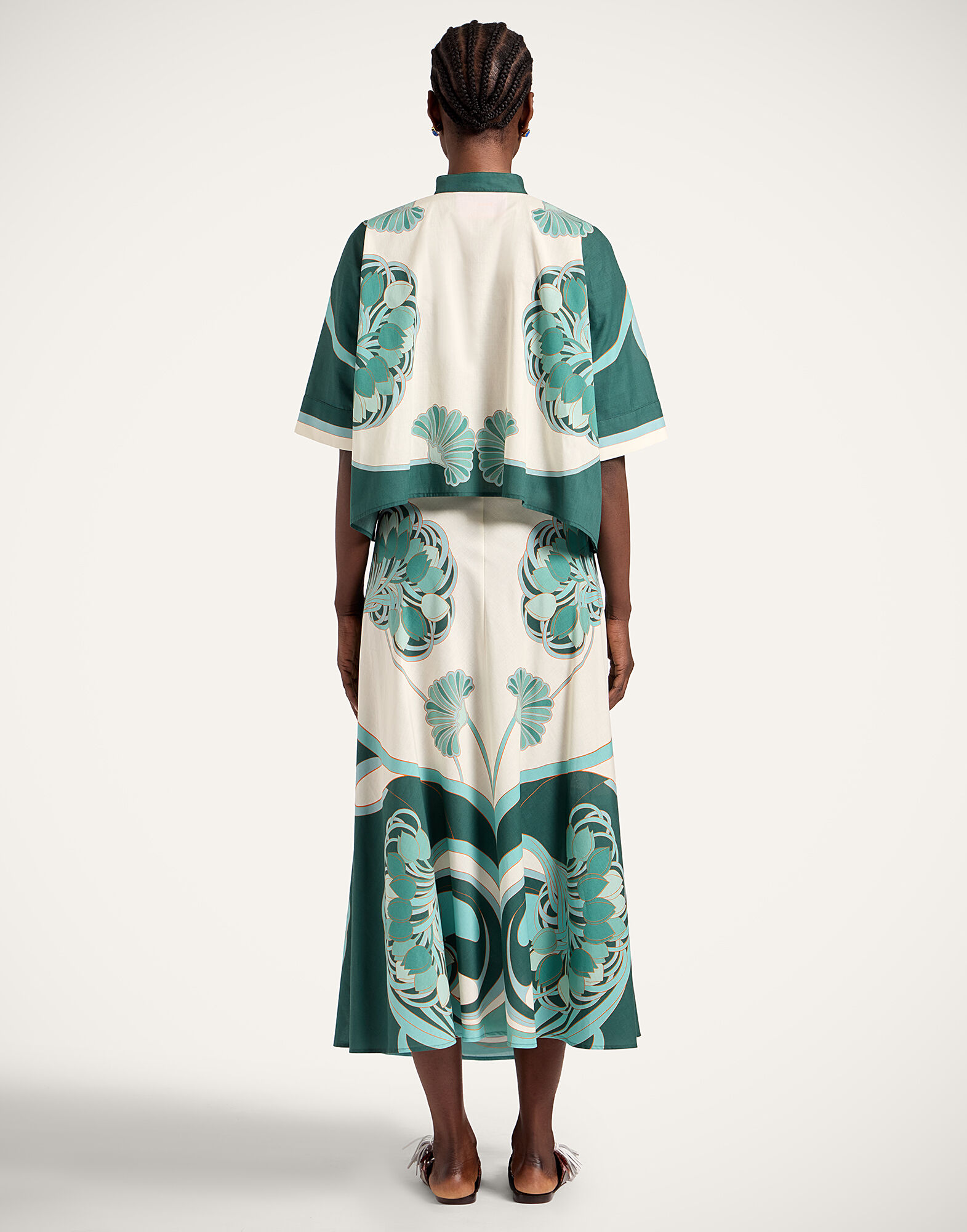 La DoubleJ Sarong Skirt Blooming Tulip Plac&eacute;e Mint SKI0122COT056BTU01GR11