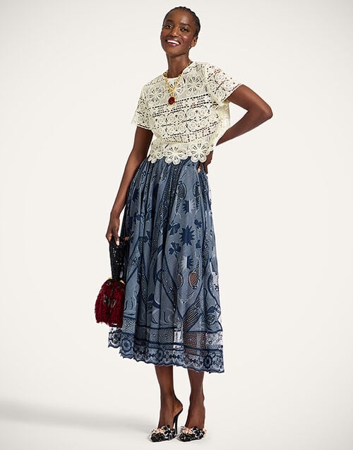 La DoubleJ Dutchess Skirt La DoubleJ Dutchess Skirt Starlight Navy SKI0146EMB082STL02BU06