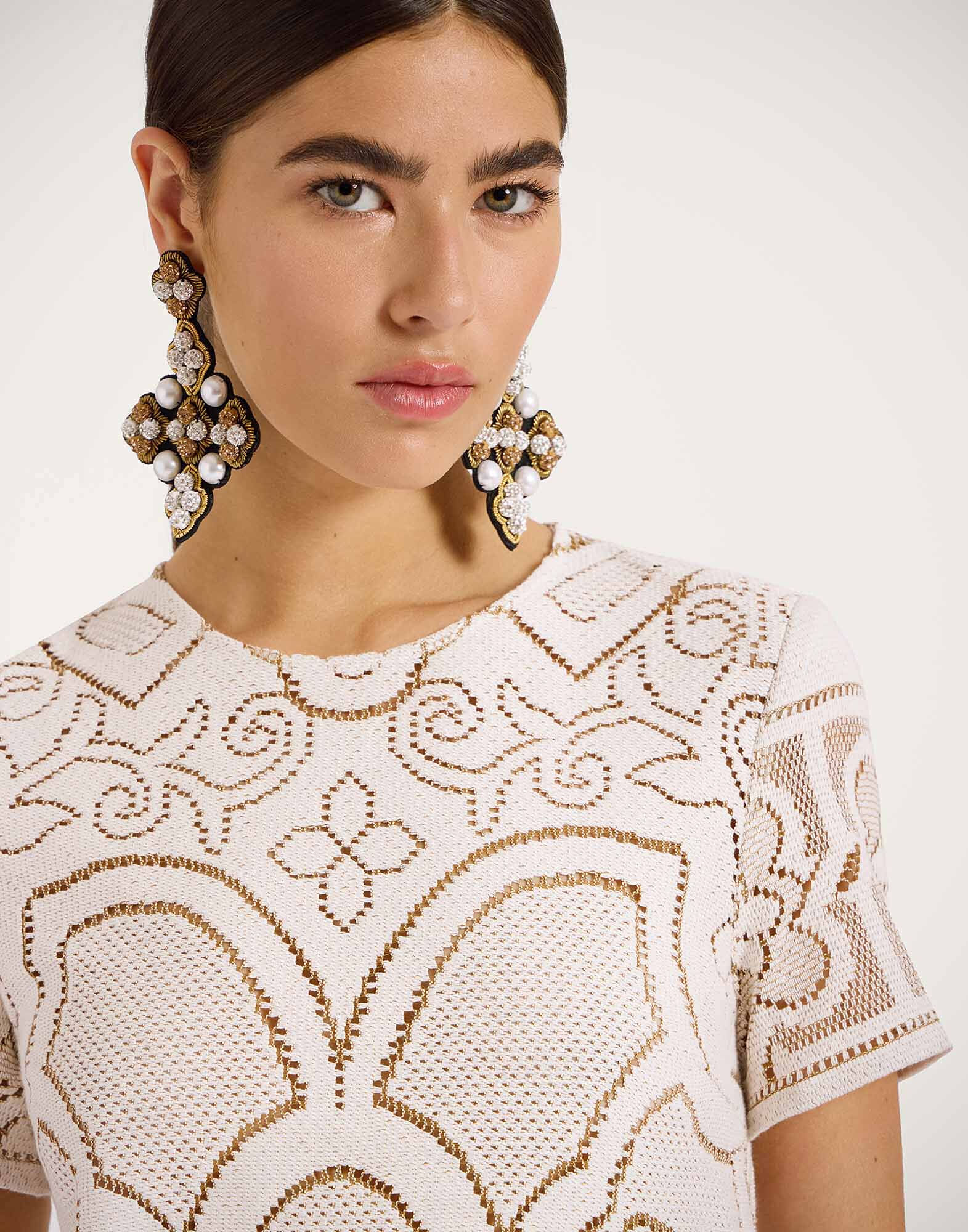 La DoubleJ Lacey Mini Swing Dress Solid White Smoke DRE0634EMB006SOLIDWH02