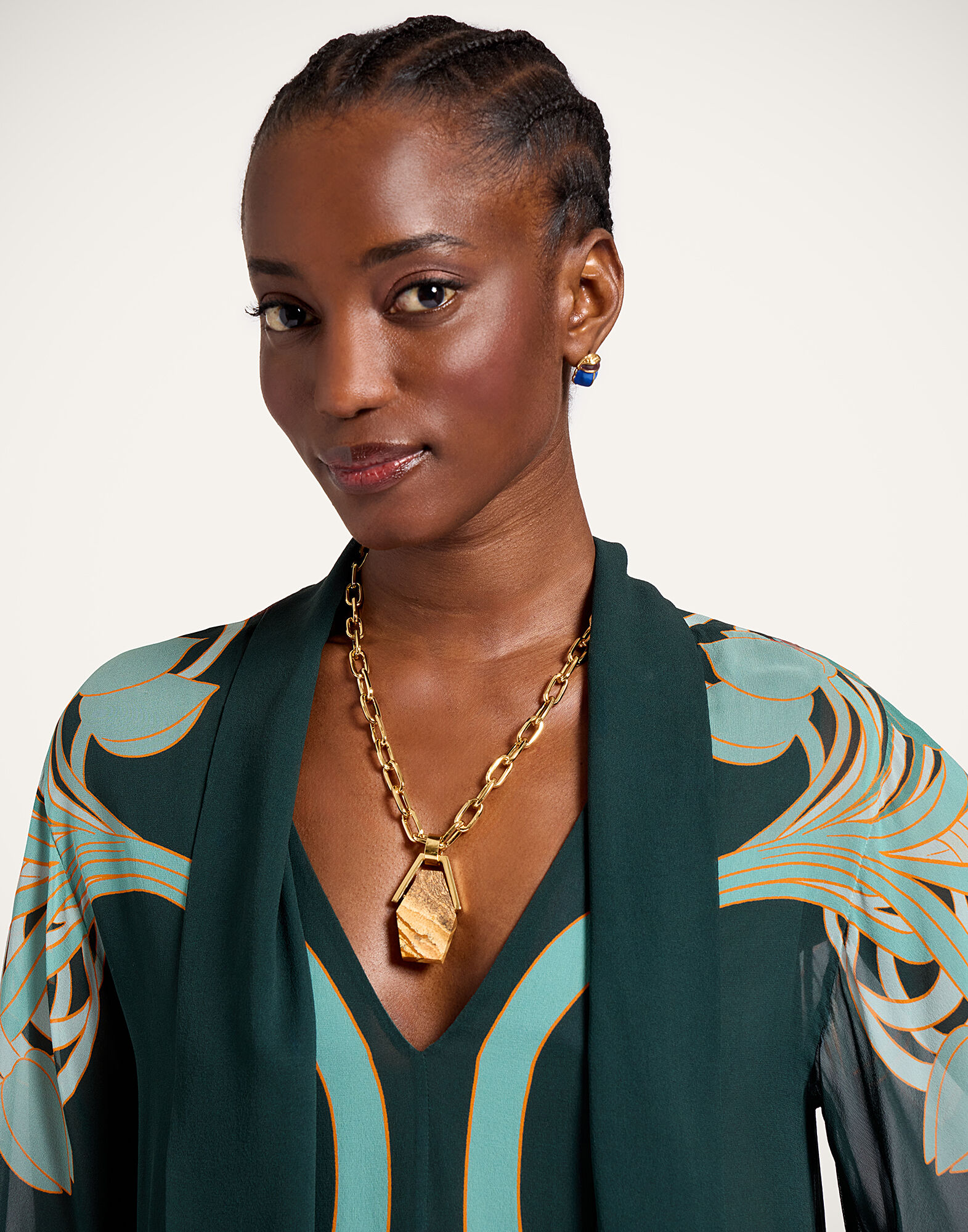 La DoubleJ Magnifico Midi Dress Blooming Tulip Plac&eacute;e Dark Green DRE0788SIL028BTU01GR03