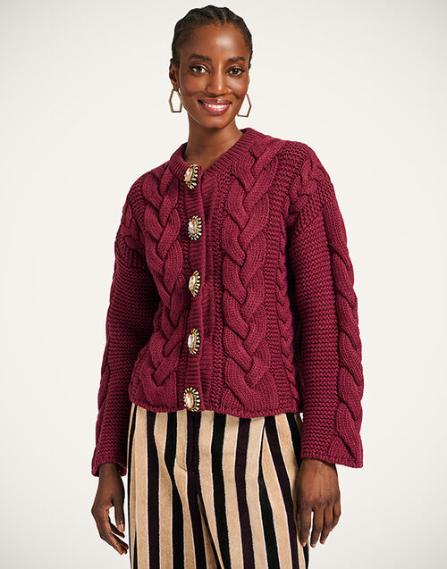 La DoubleJ Portrait Cardigan Solid Burgundy PUL0211KNI120VA271RE07