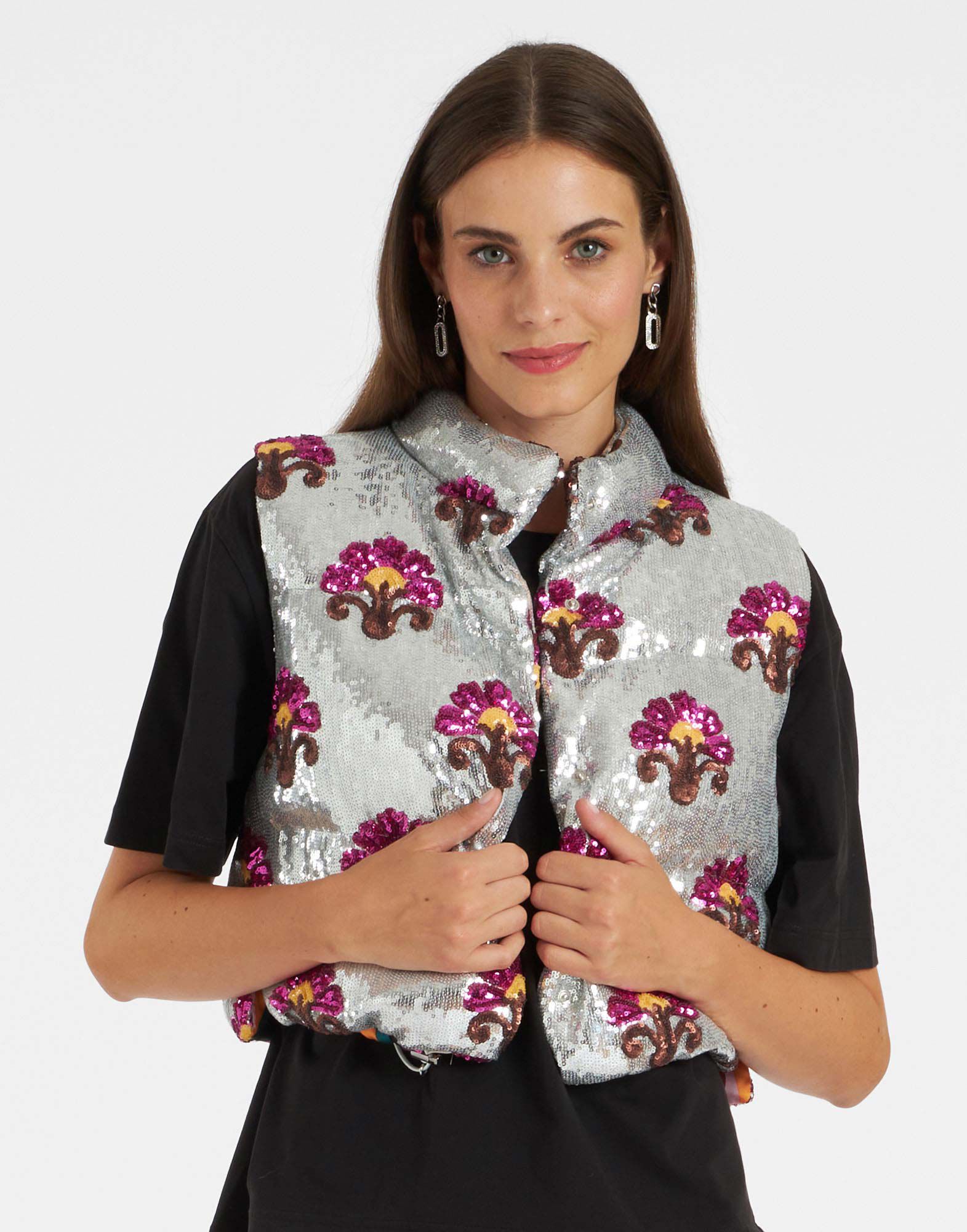 Bonbon Puffer Vest in Silver for Women | La DoubleJ