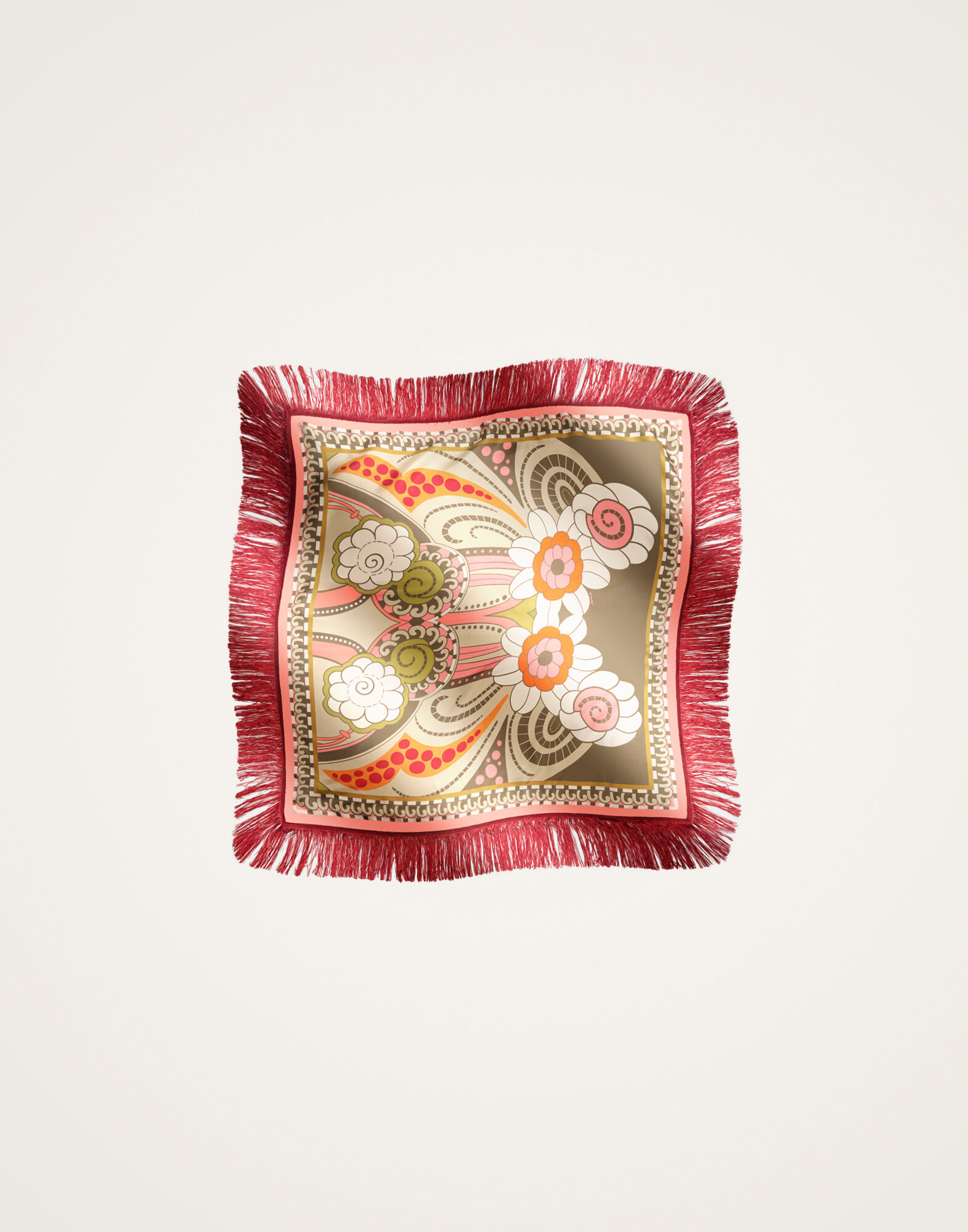 La DoubleJ Reversible Fringe Foulard 90 Ambrosia Plac&eacute;e Green SCA0073SIL006AMB03GR02