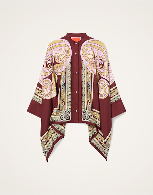 La DoubleJ Foulard Shirt Kells Swirl Plac&eacute;e Burgundy SHI0059SIL006KLS01RE07