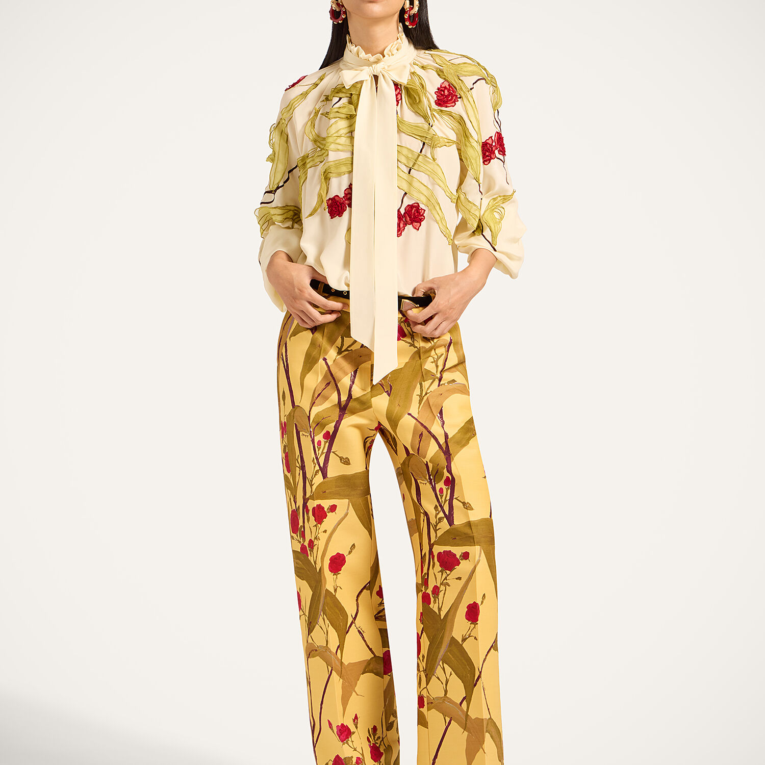 La Doublej Embroidered-ruffled Blouse In Neutral