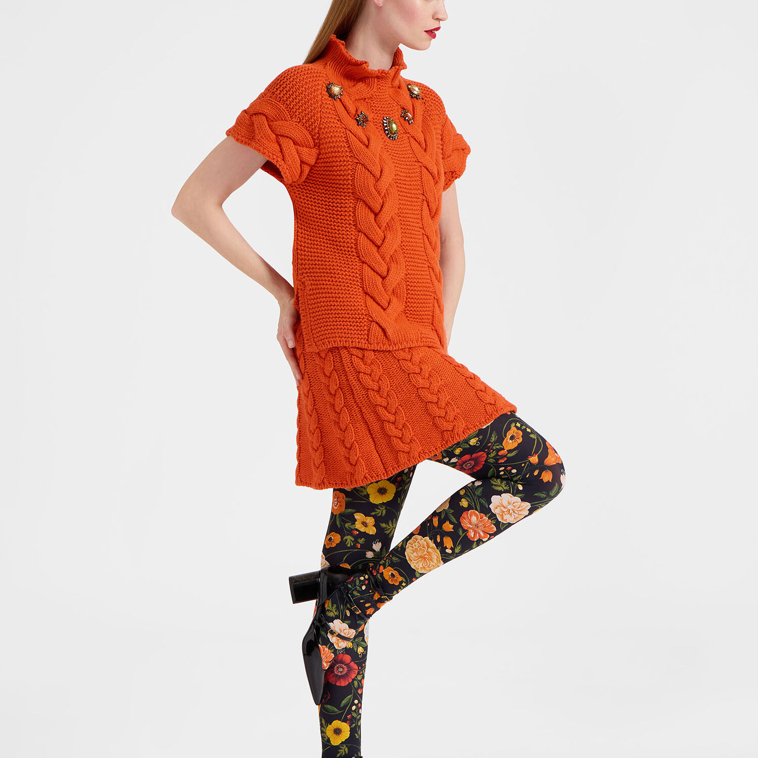 La Doublej Printed Tights In Botticelli Black