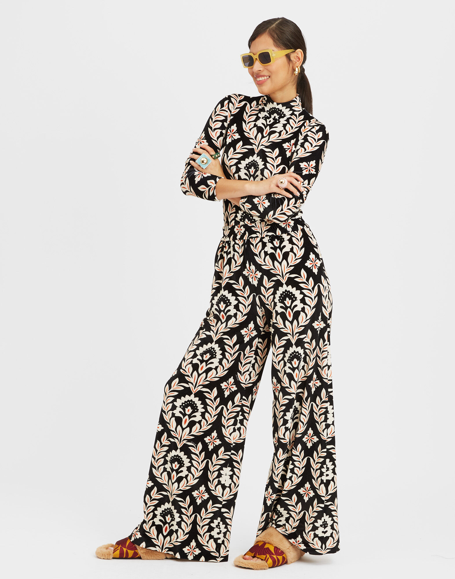 La DoubleJ Palazzo Pants Ghirlanda Black TRO0003VEL006GHI01BL01