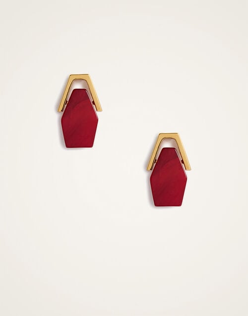 La DoubleJ Portal Earrings La DoubleJ Portal Earrings 24k Gold Plate & Orange Resin EAR0051POL014SOLIDOR02