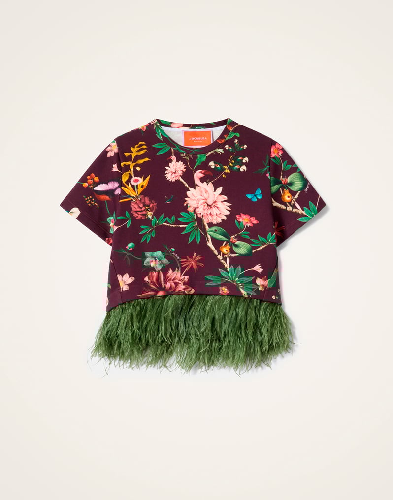 La DoubleJ La Scala Tee La DoubleJ La Scala Tee Zooflora Burgundy TSH0026JER039ZOF02RE02