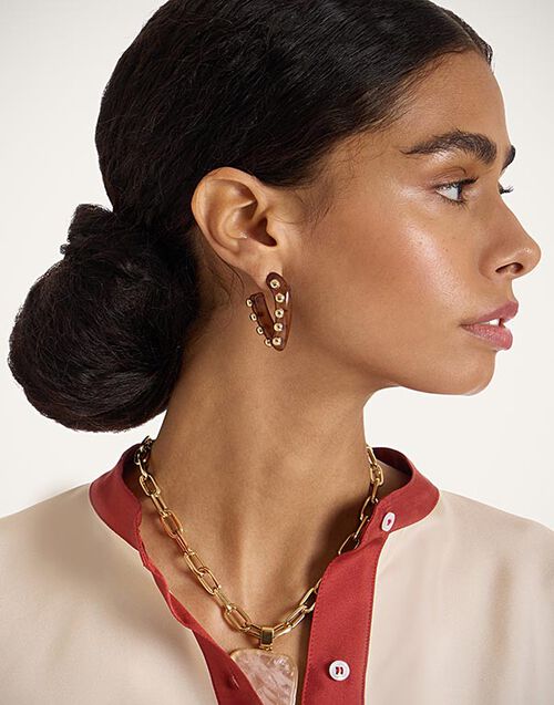 La DoubleJ Dew Earrings Mini Solid Tobacco EAR0055POL004SOLIDBR06