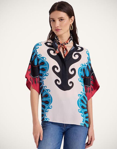 La DoubleJ Estelle Blouse La DoubleJ Estelle Blouse Pacific Placée Blue Petrol SHI0089VIS019PCF03BU05