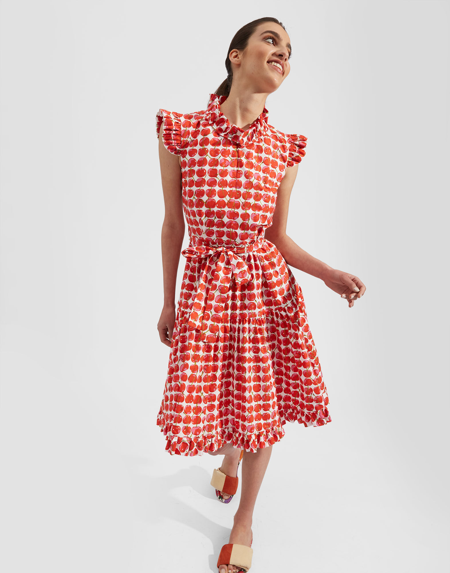 La DoubleJ Short And Sassy Dress White Cherries DRE0003COT001CHY0002