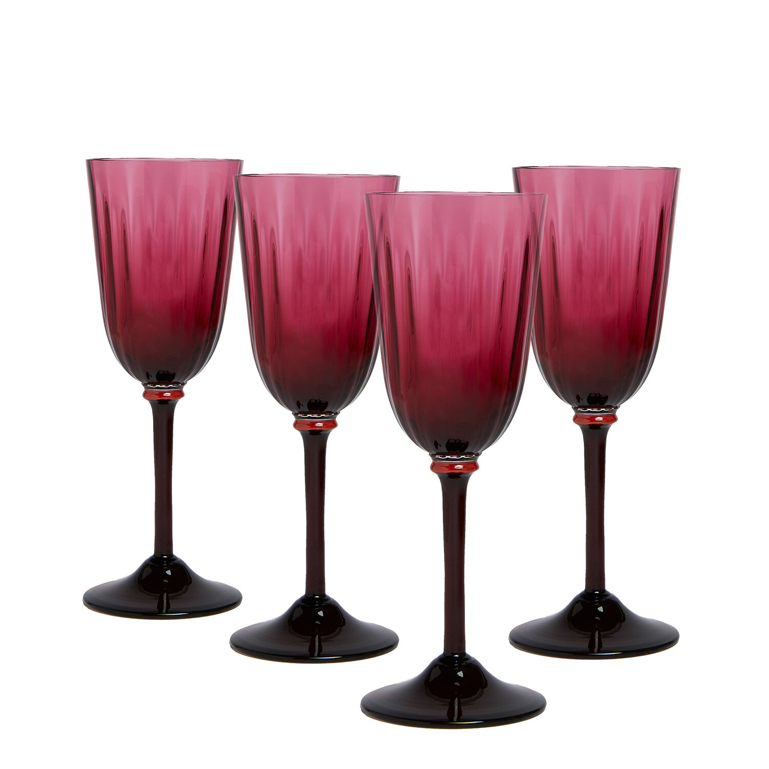 La Doublej Set Of 4 Wine Glasses In Fuxia