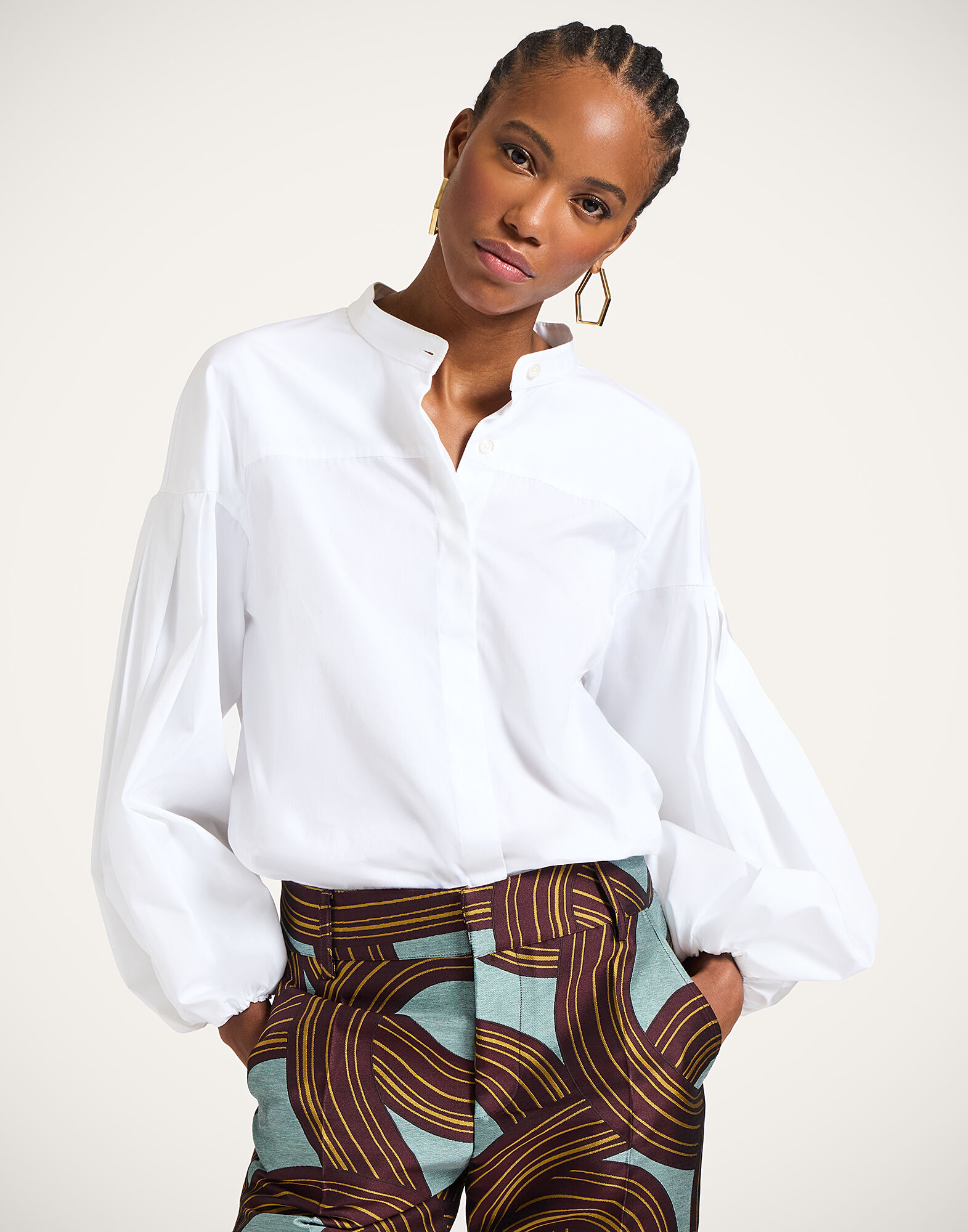 La DoubleJ Share Your Screen Shirt Solid White SHI0117COT043SOLIDWH01