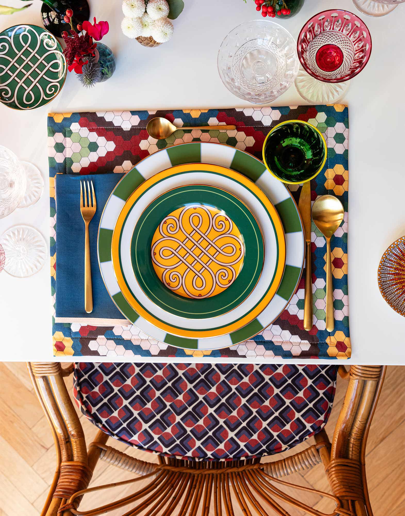 La DoubleJ Dessert Plates Set Of 2 Cortile Green DIS0063CER001CRL0005