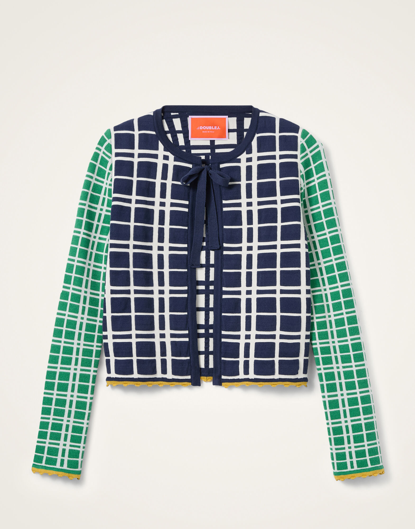 La DoubleJ Check Me Cardigan Multicolor Navy Blue & Green PUL0354KNI202VA477BU03