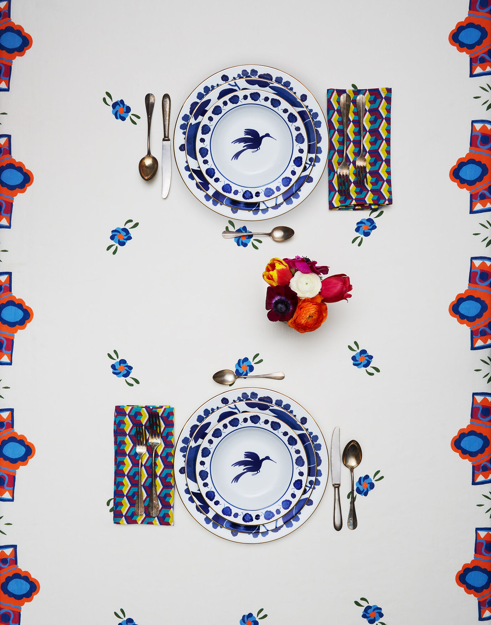 La DoubleJ Large Napkins Set Of 6 (45X45) Cubi Blu NAP0002LIN001CUB0004