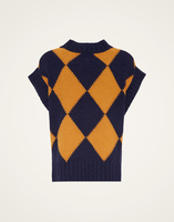 La DoubleJ Argyle Gilet La DoubleJ Argyle Gilet Navy & Yellow PUL0135KNI064VA182BU06