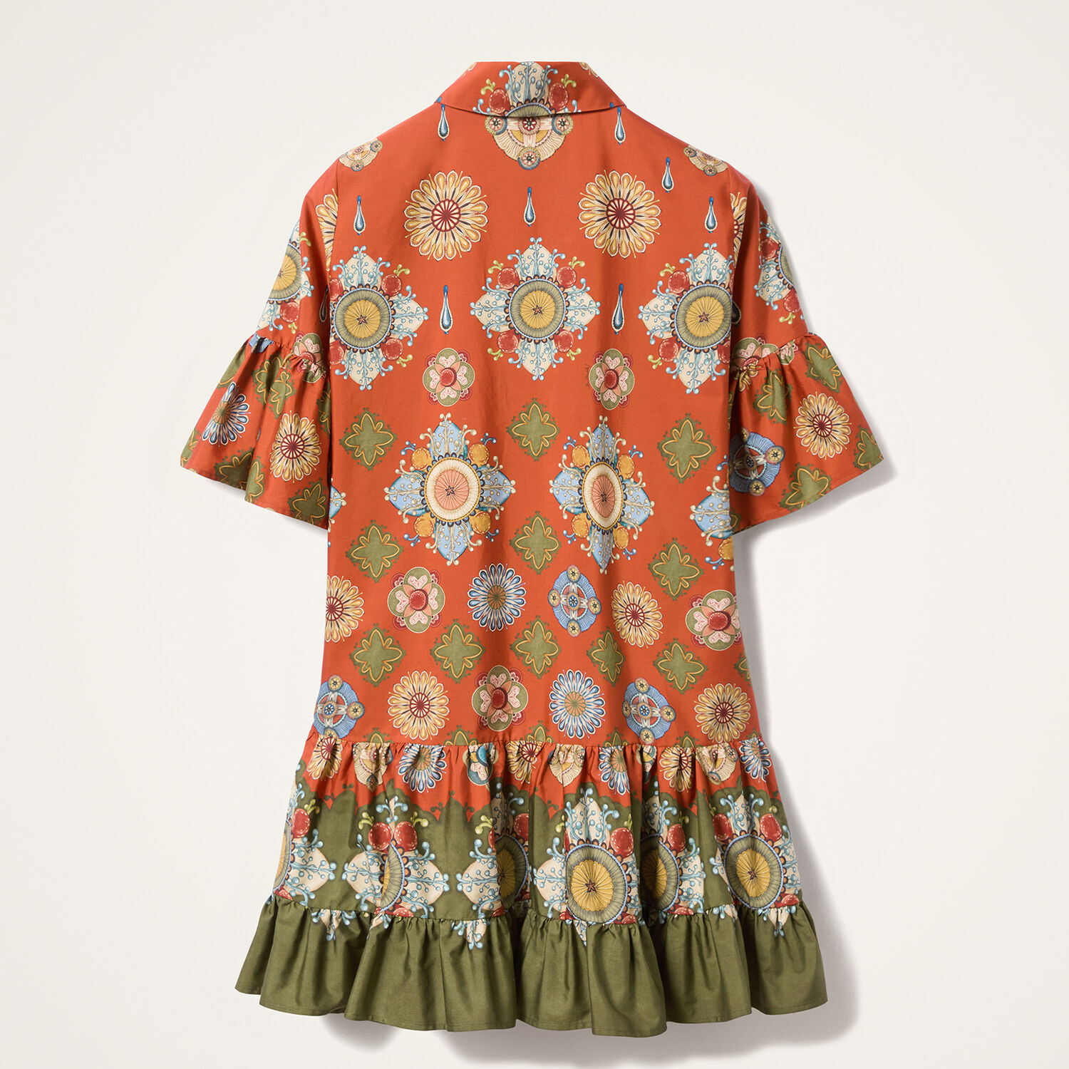 La Doublej Floral-print Ruffled Dress In Brown