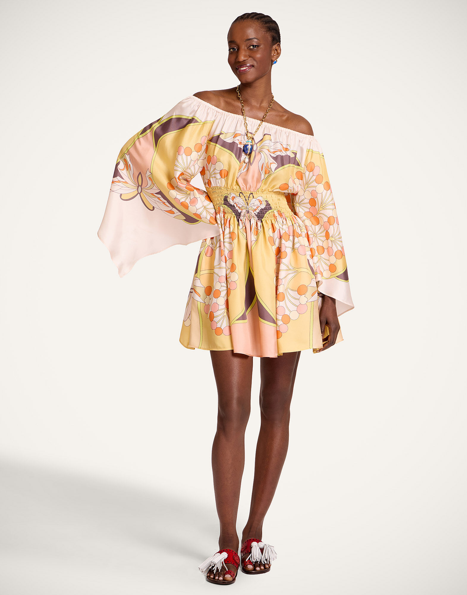 La DoubleJ Sienna Mini Dress Florette Plac&eacute;e Pale Pink DRE1021SIL029FLO08PI02