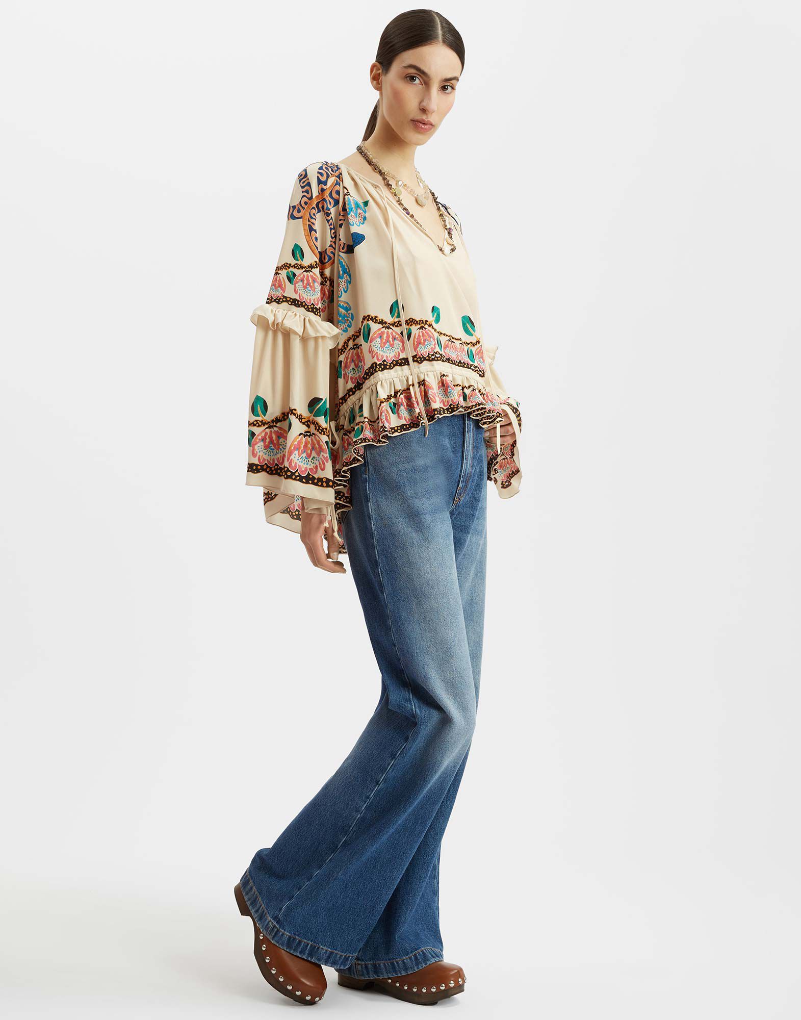 eLLa doby dot jacquard blouse