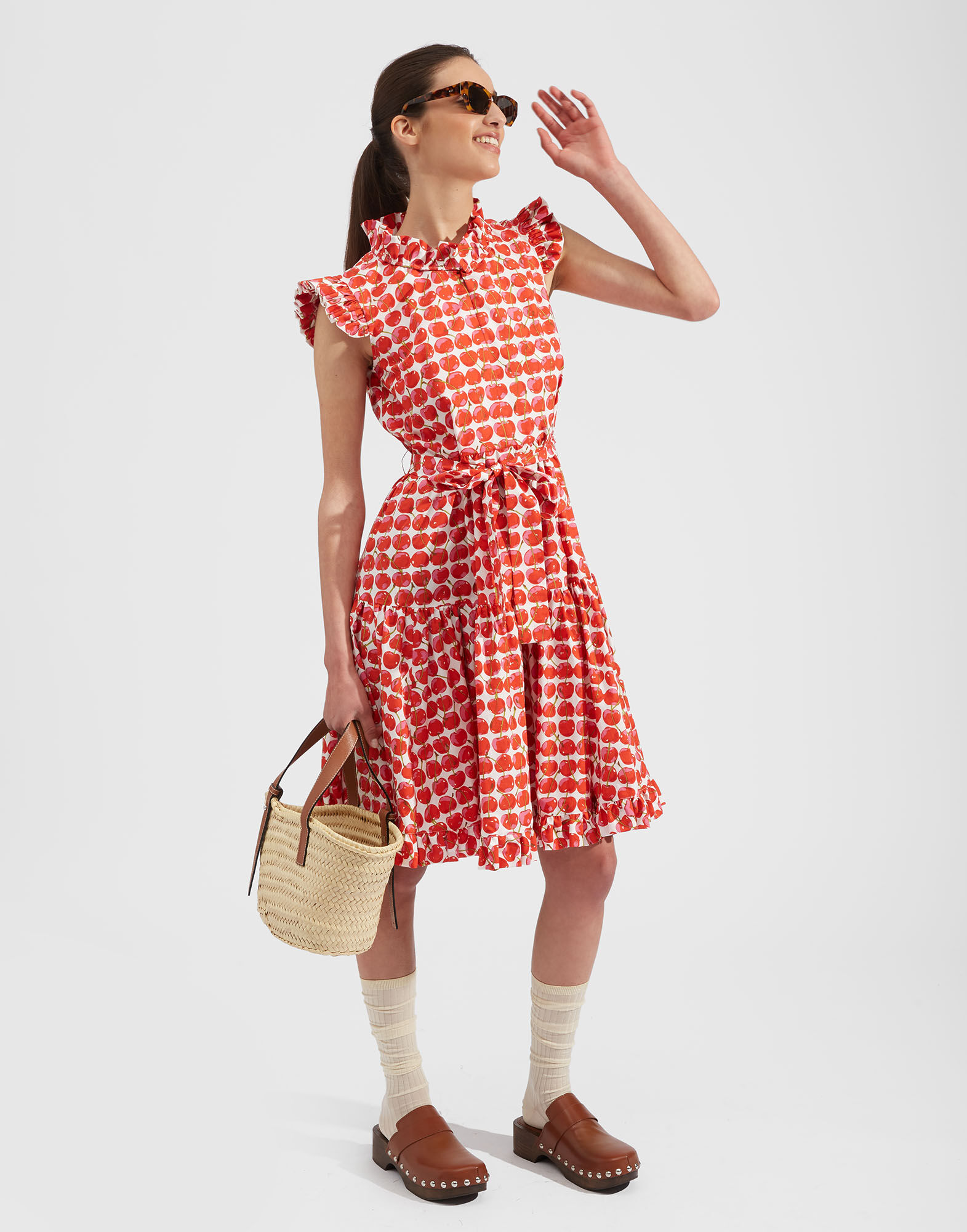 La DoubleJ Short And Sassy Dress White Cherries DRE0003COT001CHY0002