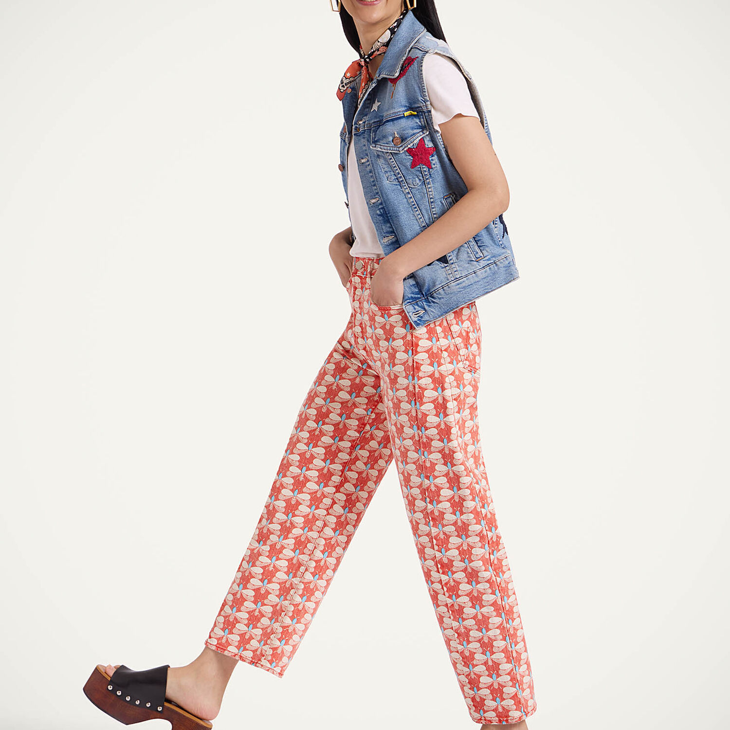 La Doublej The Half Pipe Jeans In Pull My Petaltail Orange