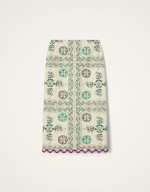 La DoubleJ Pencil Skirt Florette Tiles Ecru SKI0197JCQ137FLO09BR05