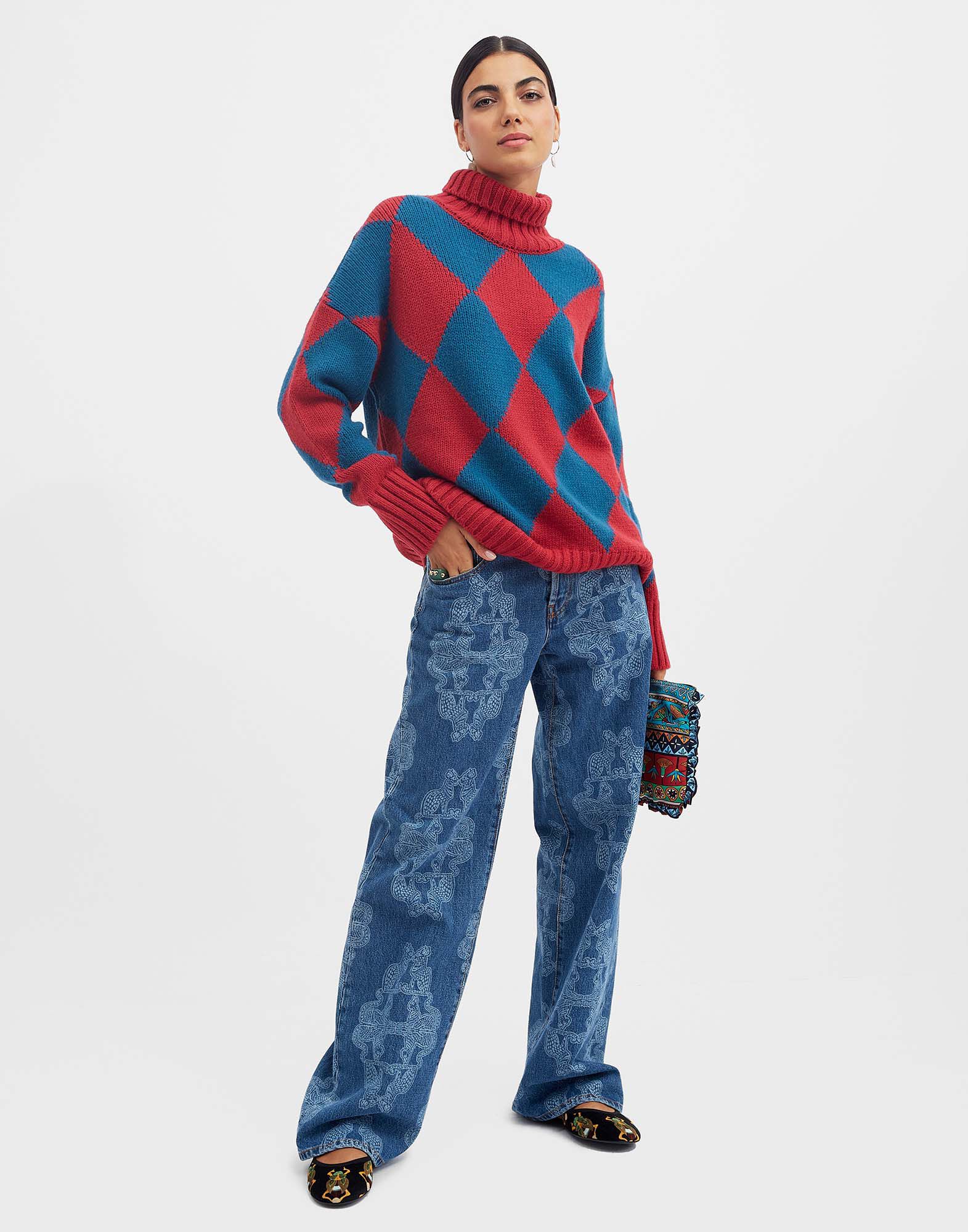 Blue red sweater online