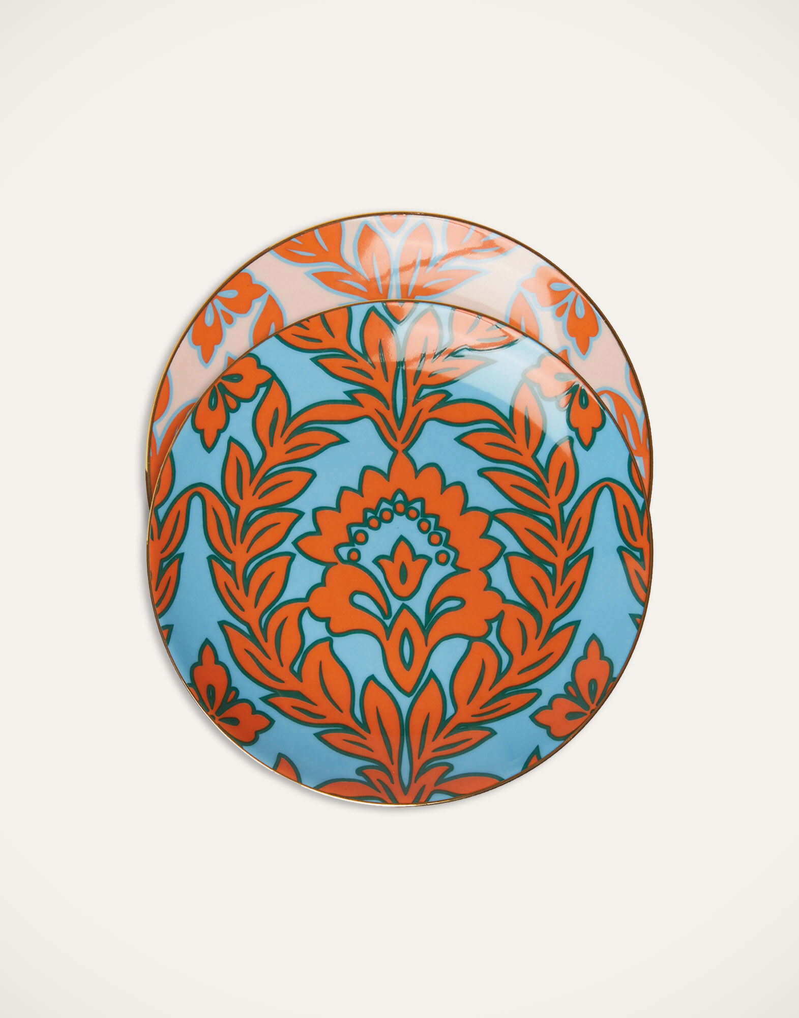 La DoubleJ Side Plates Set Of 2 Turquoise - Pink Garland DIS0083CER001GRL0017