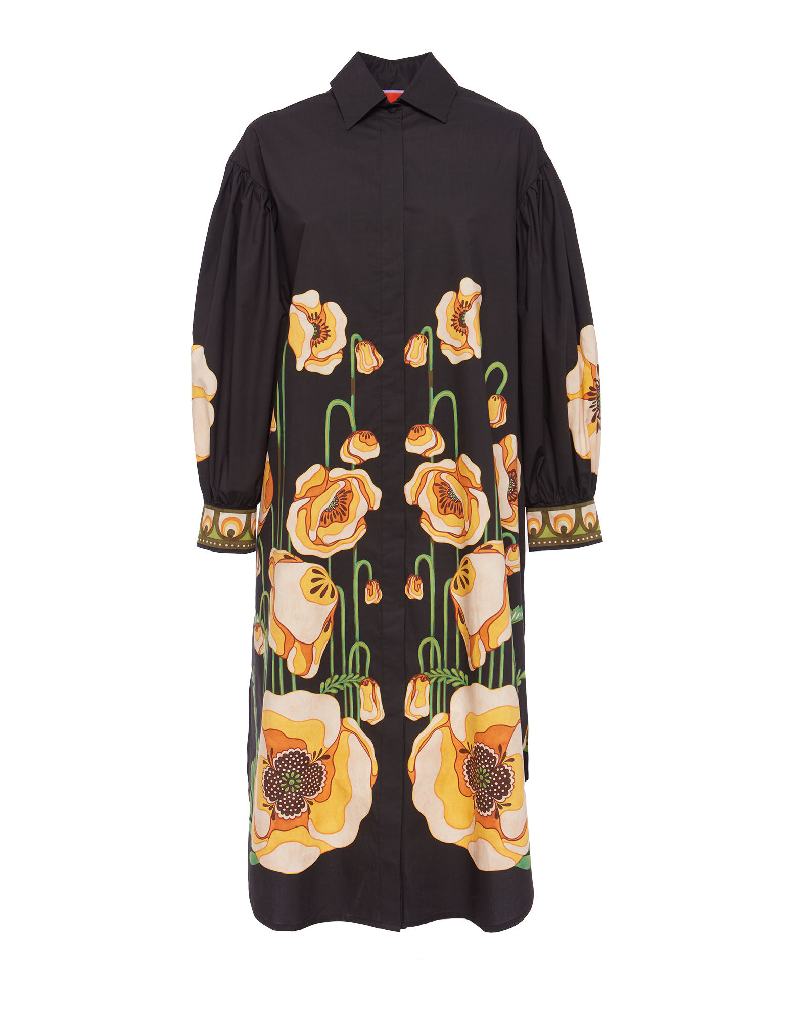 La DoubleJ Big Shirt Dress Poppies Black Plac&eacute;e DRE0280COT015PPP0002