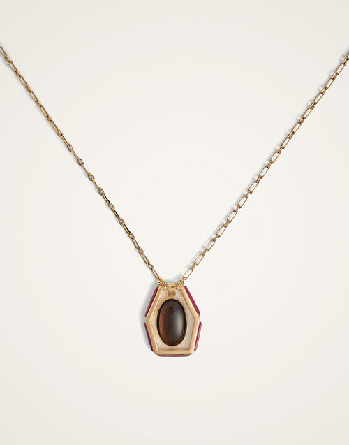 La DoubleJ Power Portal Necklace 24K Gold Plate & Rhodonite NEC0055MET001RHO01YE05