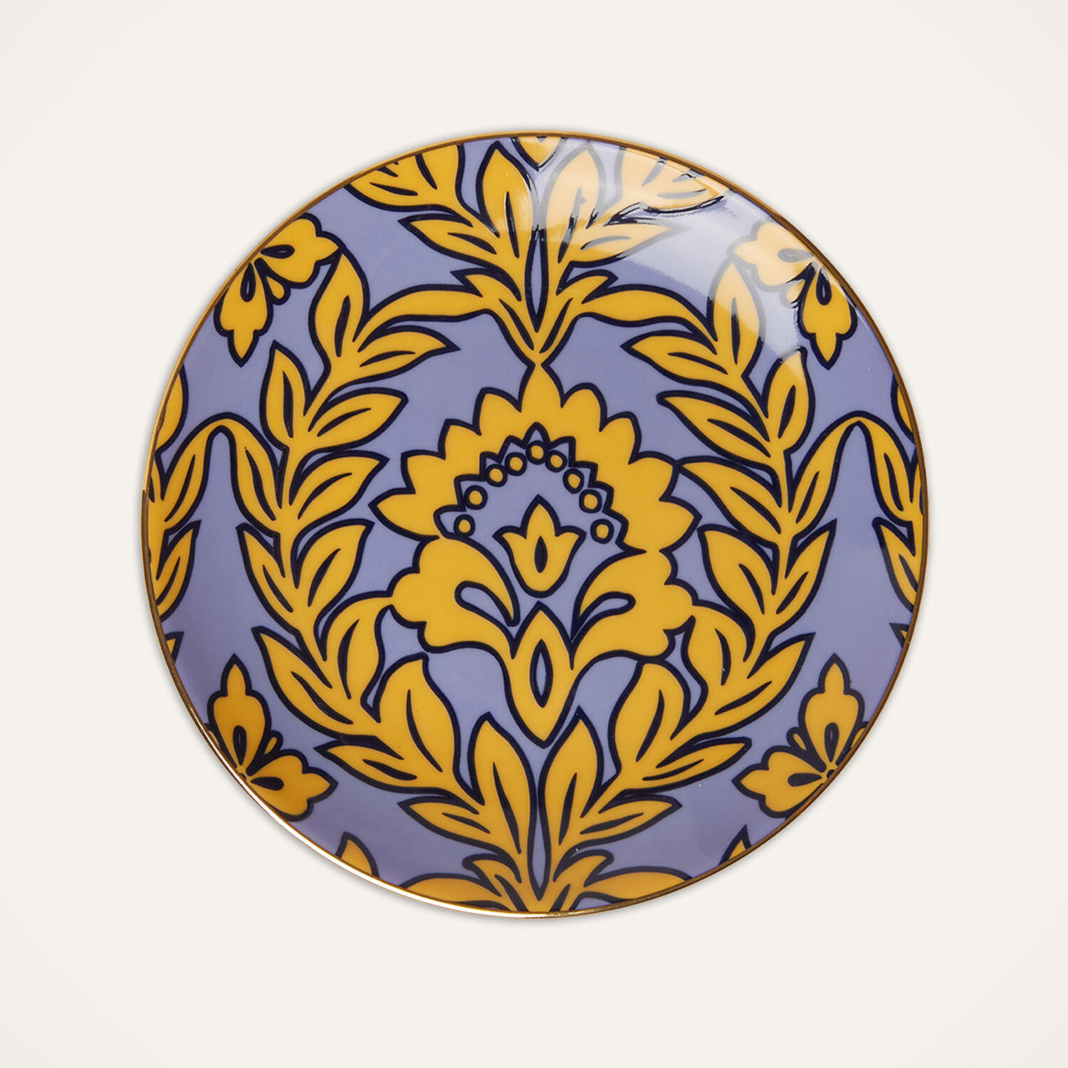  La Doublej Dessert & Side Plates Gend - Side Plates Set Of 2 Yellow - Violet Garland One Size 100% Porcelain 