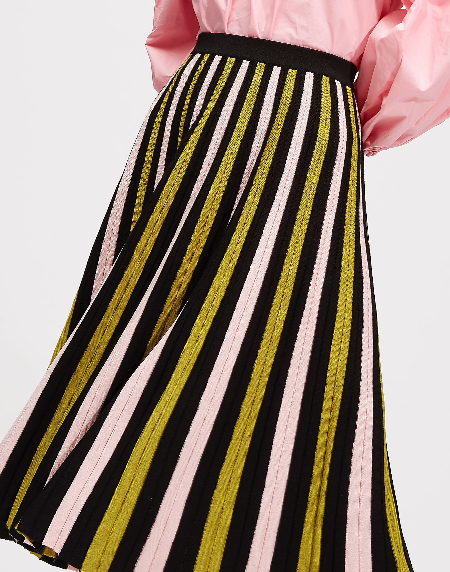 LaDoubleJ Accordion Knit Skirt Righe Verde SKI0034KNI022RIG0009