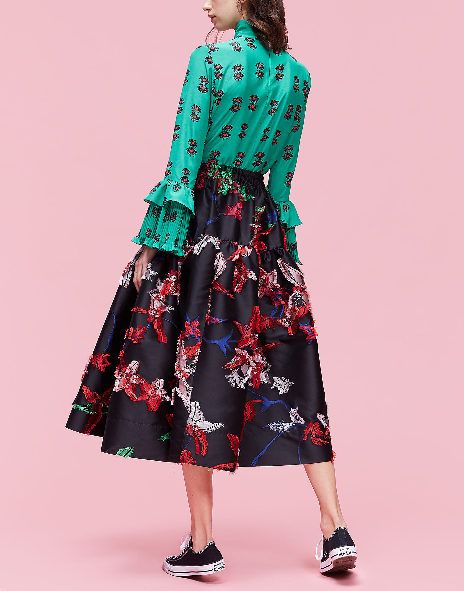 LaDoubleJ Oscar Skirt Orchidea Nero Multicolor SKI0026JAC012ORC0004