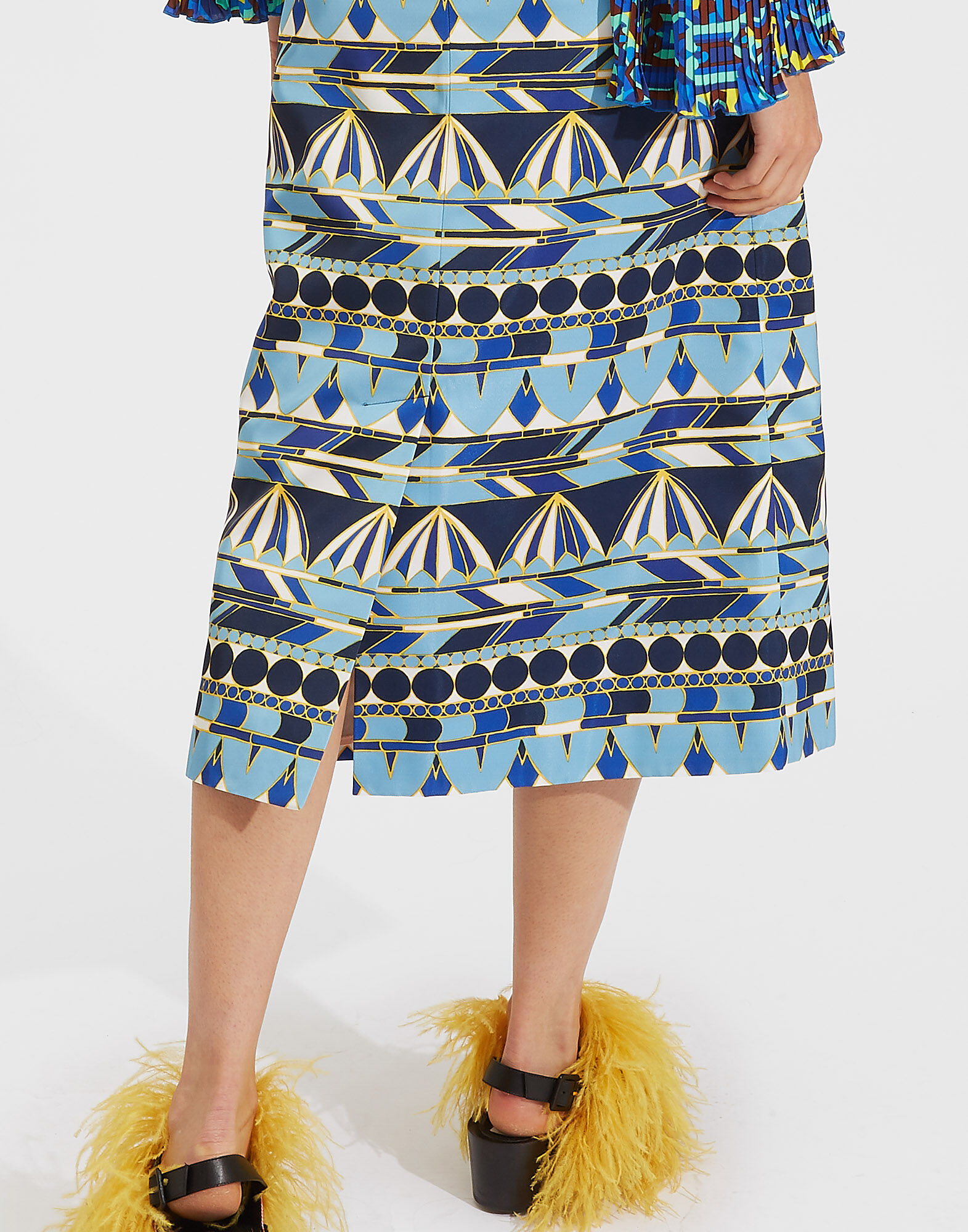 LaDoubleJ Pencil Skirt Umbrellas Blu SKI0011RAD001OMB0003