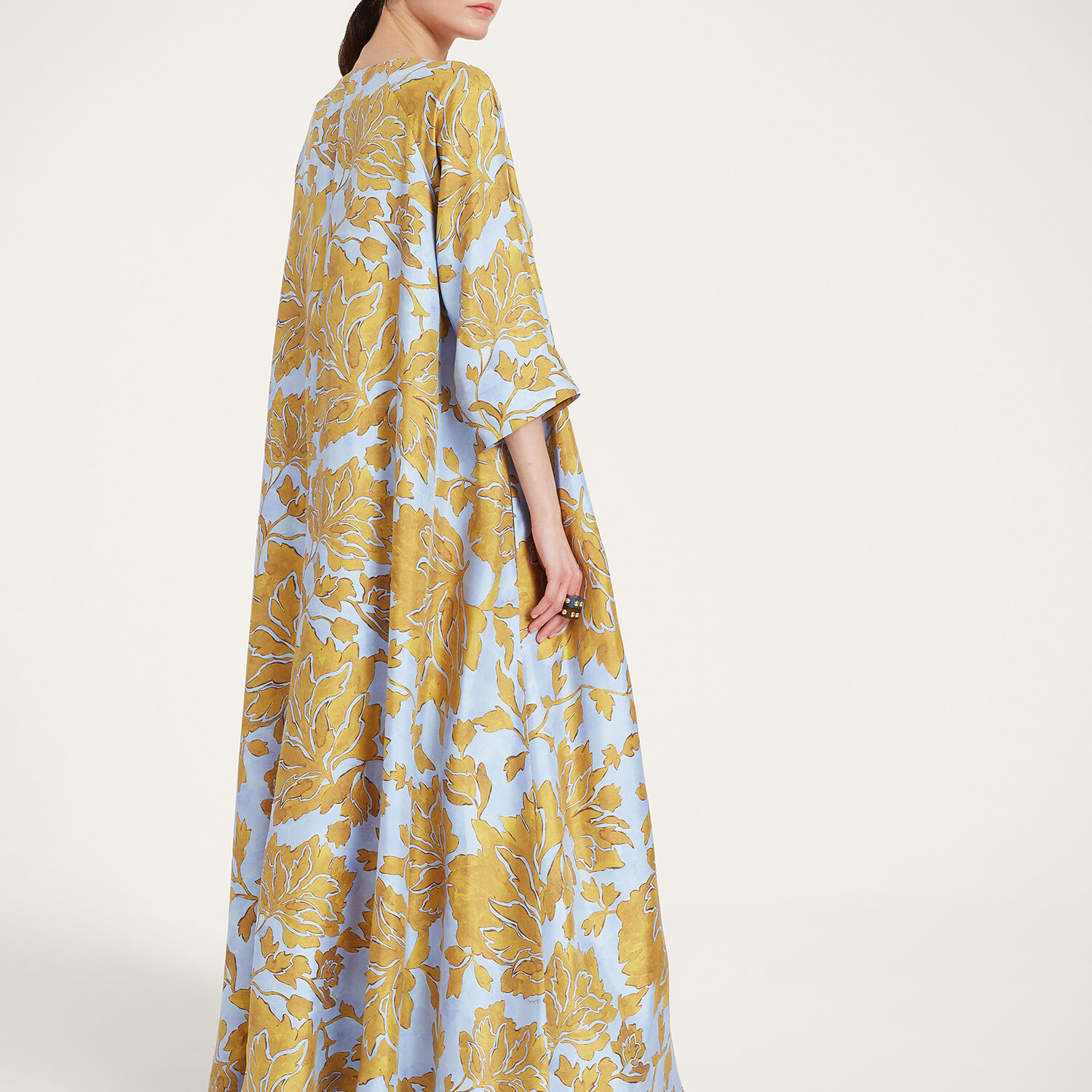 La Doublej Muumuu Dress Round Neck In Tangle Light Blue