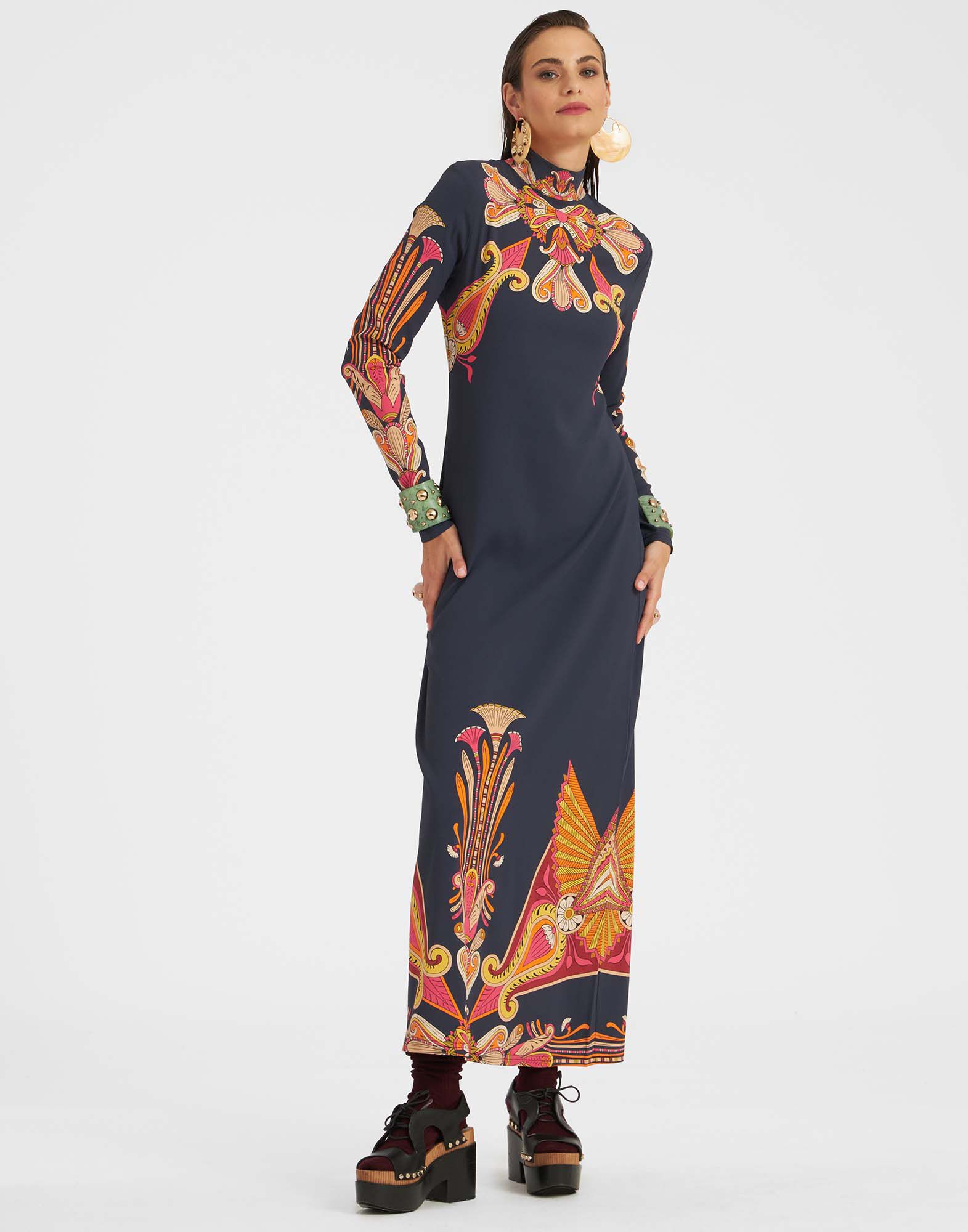 La DoubleJ Halle Dress Totem Plac&eacute;e Blue DRE0444VIS011TOT02BU03