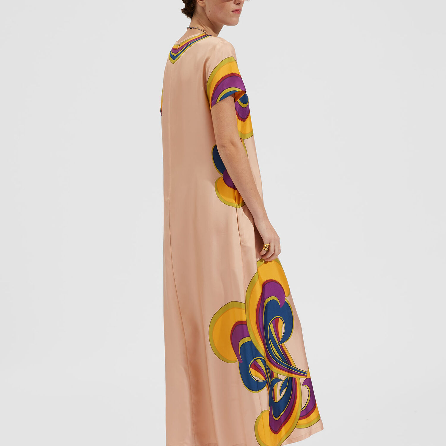Shop La Doublej Swing Dress (placée) In Rainbow Swirl Rosa Placée