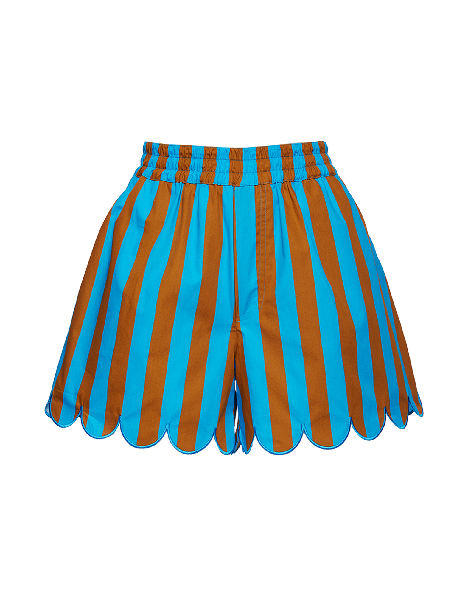 La DoubleJ Pull-Up Shorts Embroidered Riviera Turchese TRO0083COT039RIV02BU08