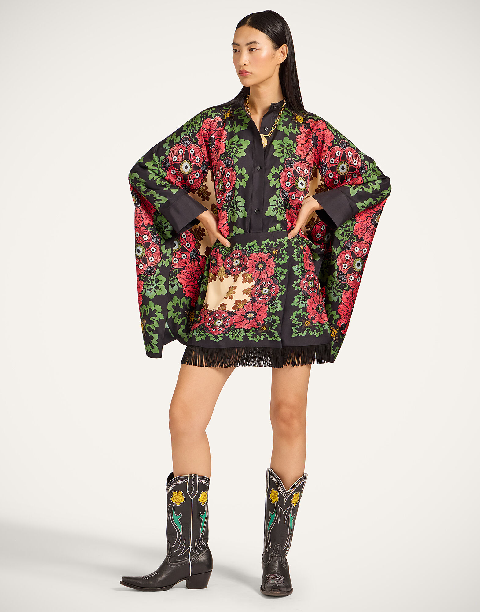 La DoubleJ Foulard Mini Skirt Bounty Plac&eacute;e Red SKI0173SIL006BOU01RE01