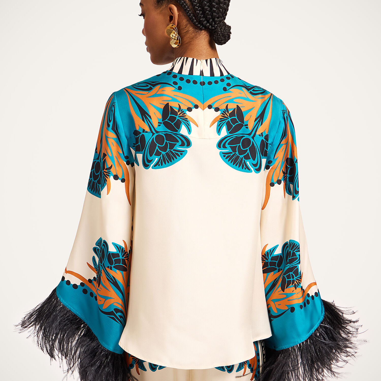  La Doublej Shirts & Tops Gend - Make An Exit Top Florence Placée Ivory S 98% Silk 2% Ostrich Feathers 