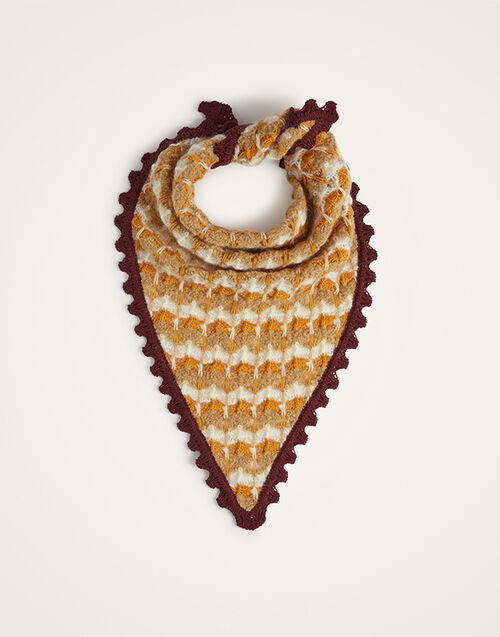La DoubleJ Crochet Triangle Scarf Multicolor Ocher & White SCA0068KNI168VA407OR06