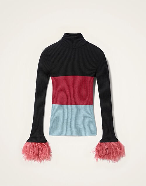 La DoubleJ High Kick Top La DoubleJ High Kick Top Color Block Black & Burgundy PUL0167KNI091VA415BL01