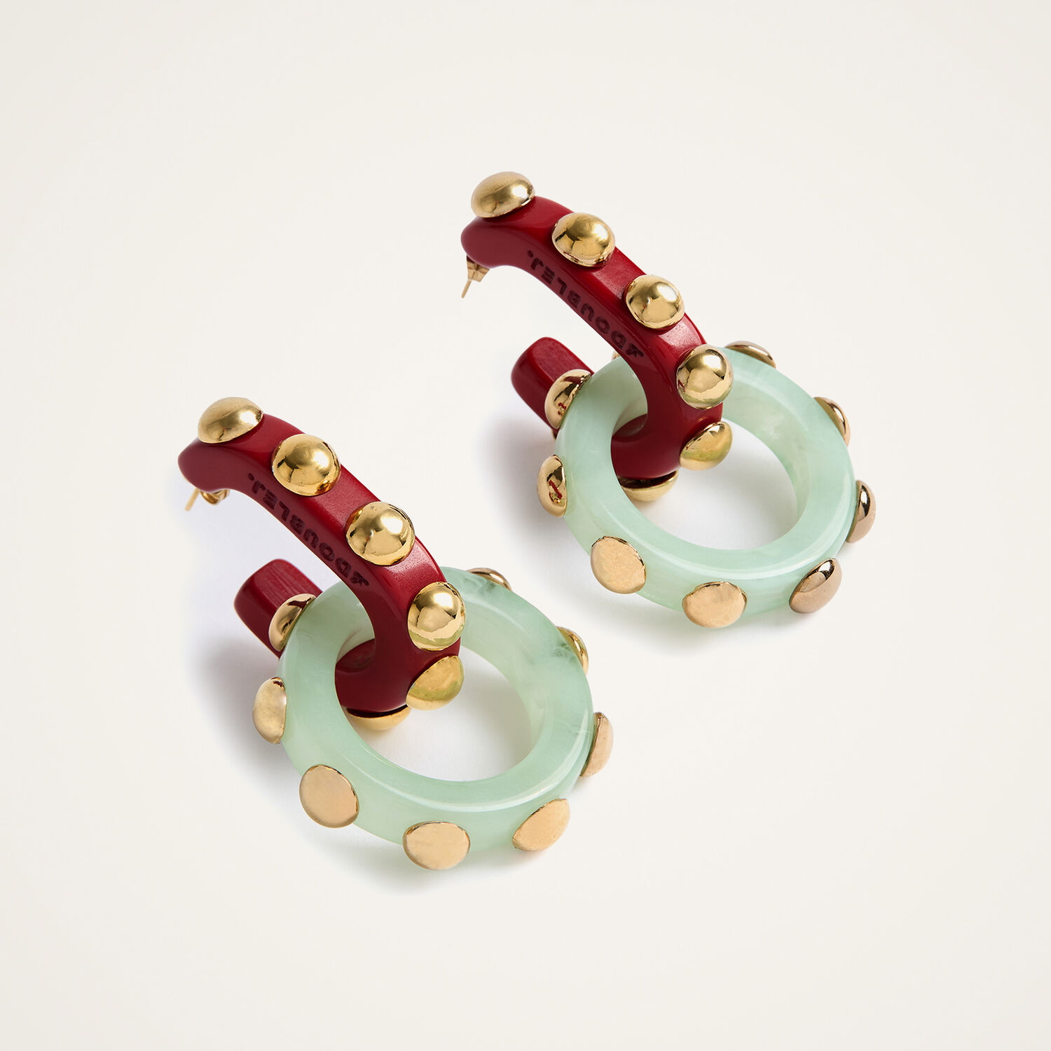 La Doublej Double Hoop Earrings In Solid Mint
