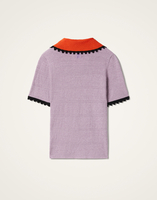 La DoubleJ Picket Polo Top La DoubleJ Picket Polo Top Solid Lilac PUL0273KNI154SOLIDPU02