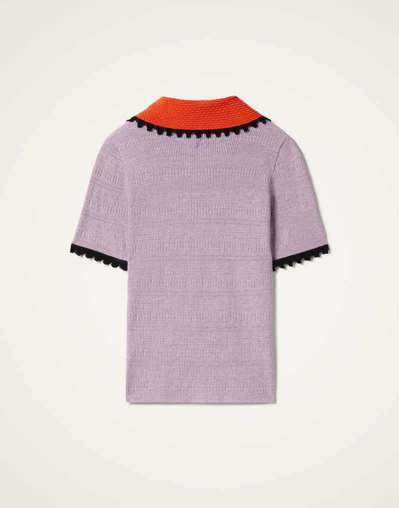 La DoubleJ Picket Polo Top La DoubleJ Picket Polo Top Solid Lilac PUL0273KNI154SOLIDPU02