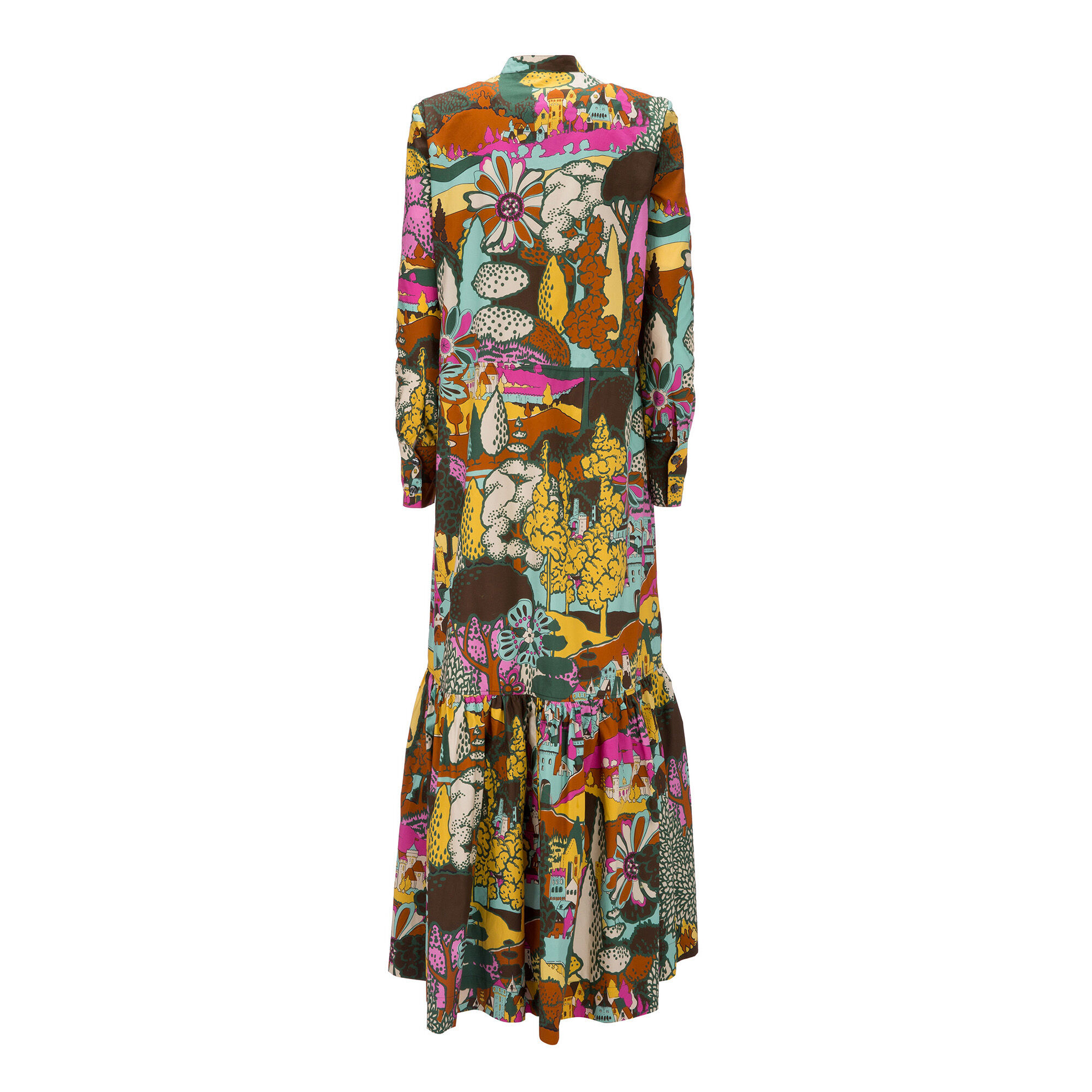 LaDoubleJ Maxi Shirt Dress Paesaggio Arancio DRE0047COT001PAE0002